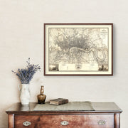 Vintage Map of London, England 1827