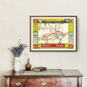 Vintage Map of London's Underground Railways 1908