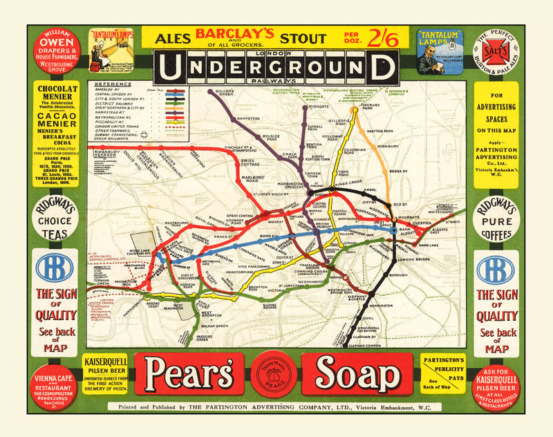 Size comparison using Vintage Map of London's Underground Railways 1908