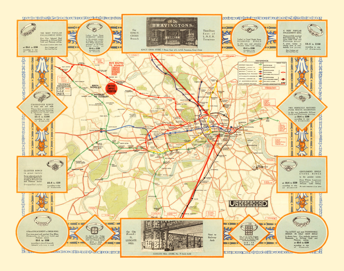 Preview of Vintage Map of How To Get To Wembley 1922