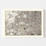 Vintage Map of London, England 1893