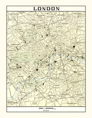 Vintage Map of London, England 1901