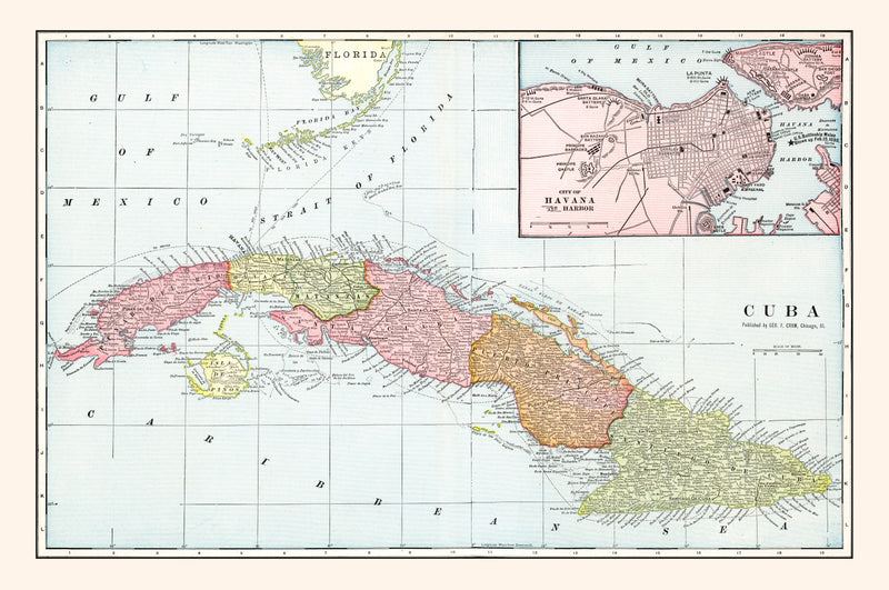 Size comparison using Vintage Map of Cuba 1901