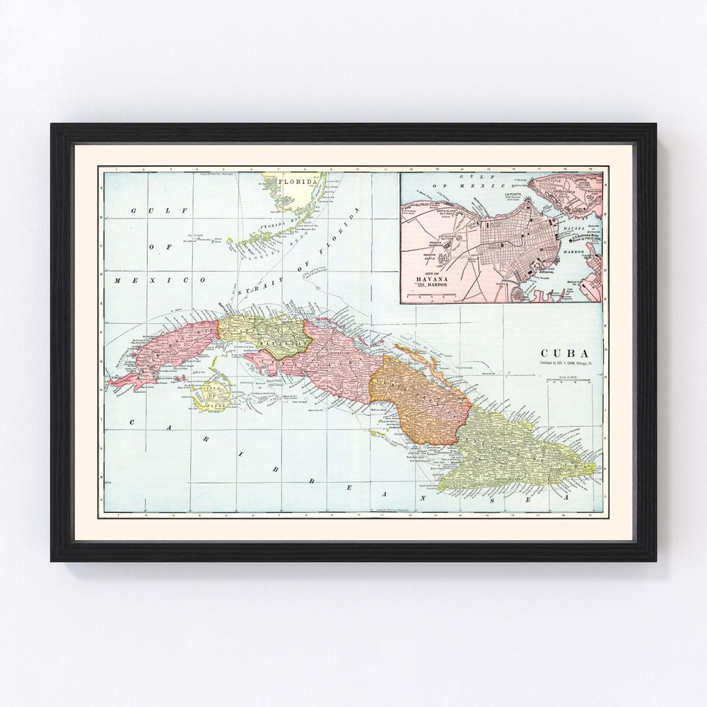Cuba Vintage Map 1901