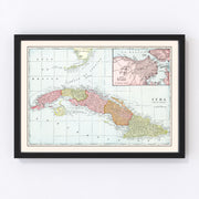 Cuba Vintage Map 1901