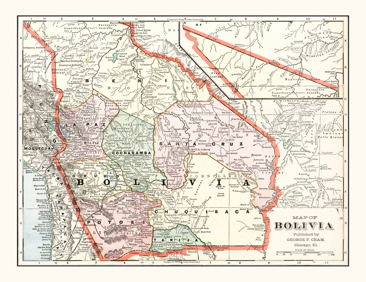 Preview of Vintage Map of Bolivia 1901