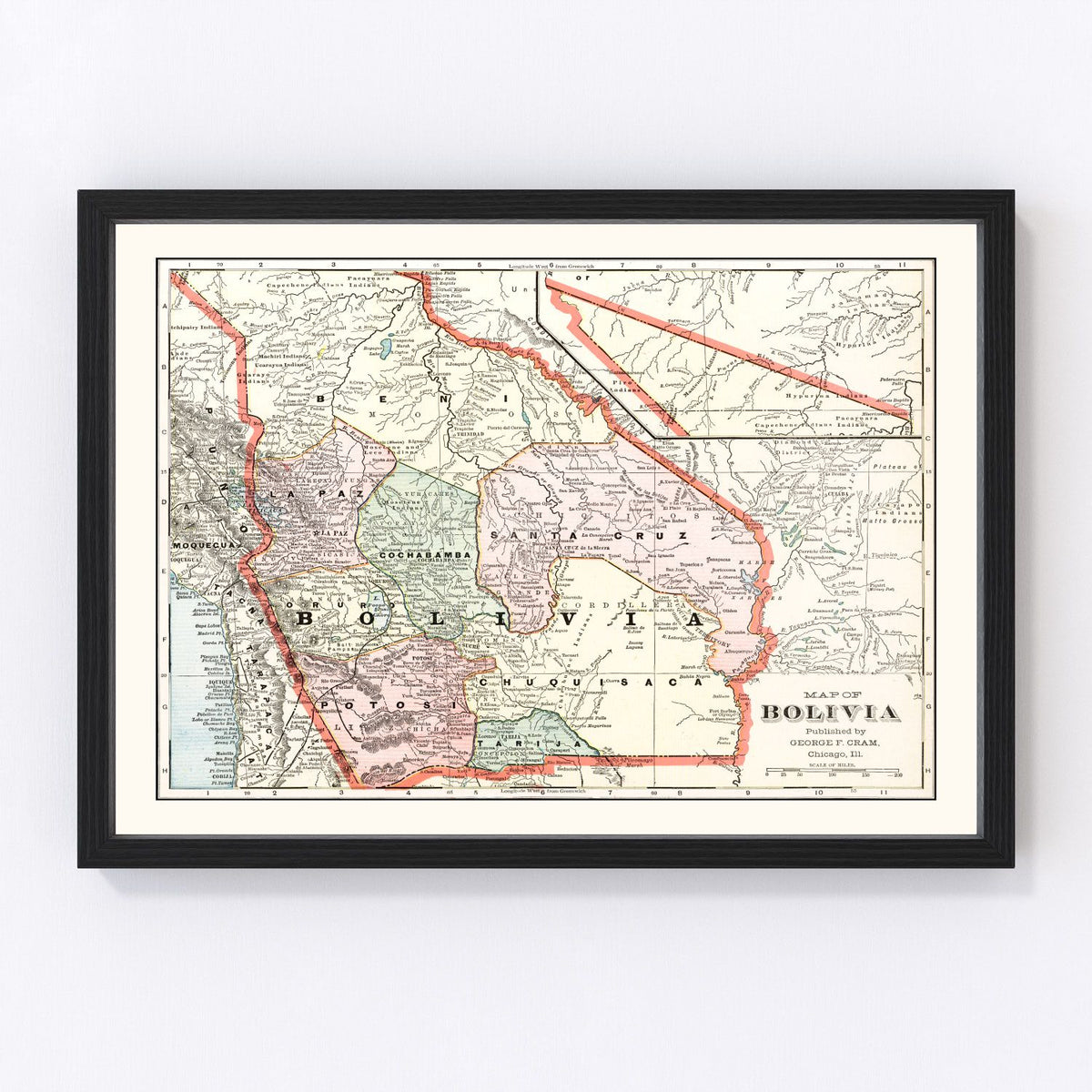 Bolivia Vintage Map 1901