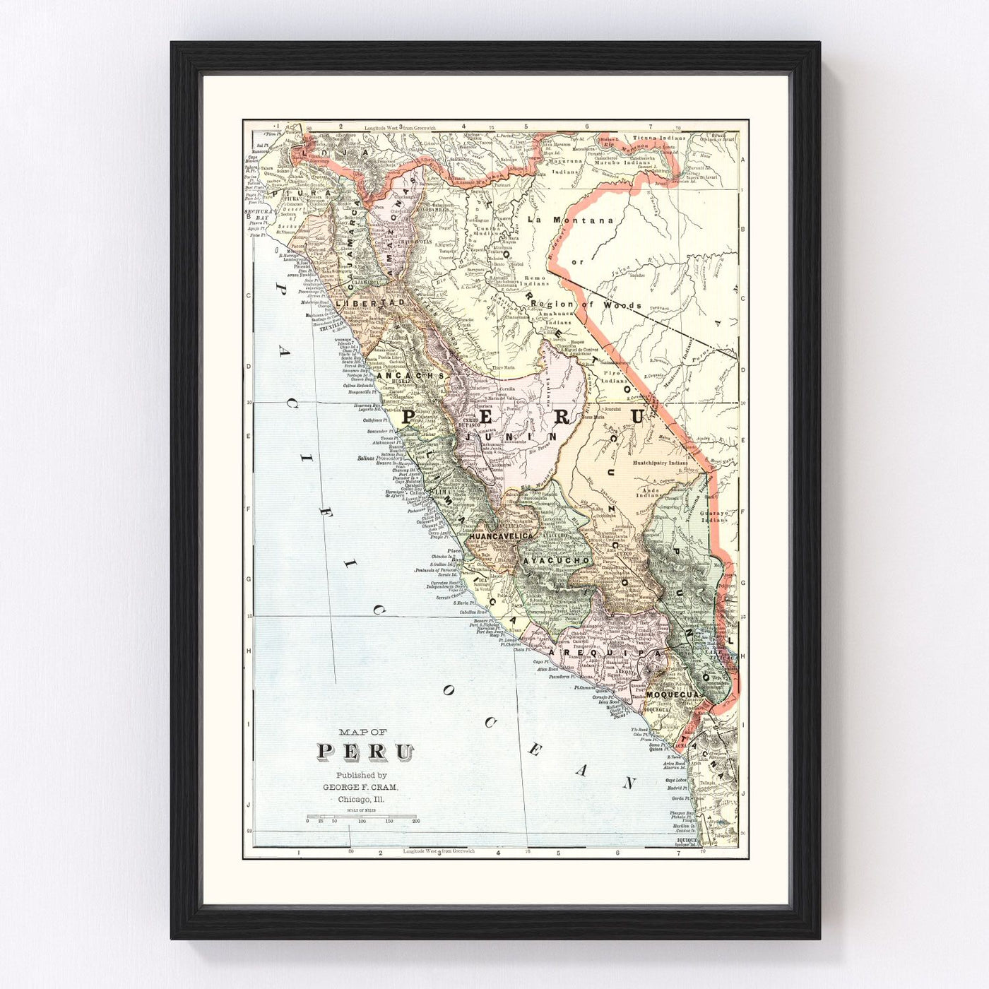 Peru Vintage Map 1901
