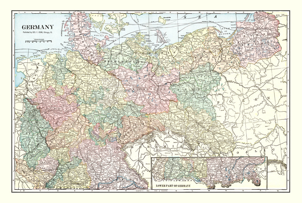 Vintage Map of Germany 1901 print style example