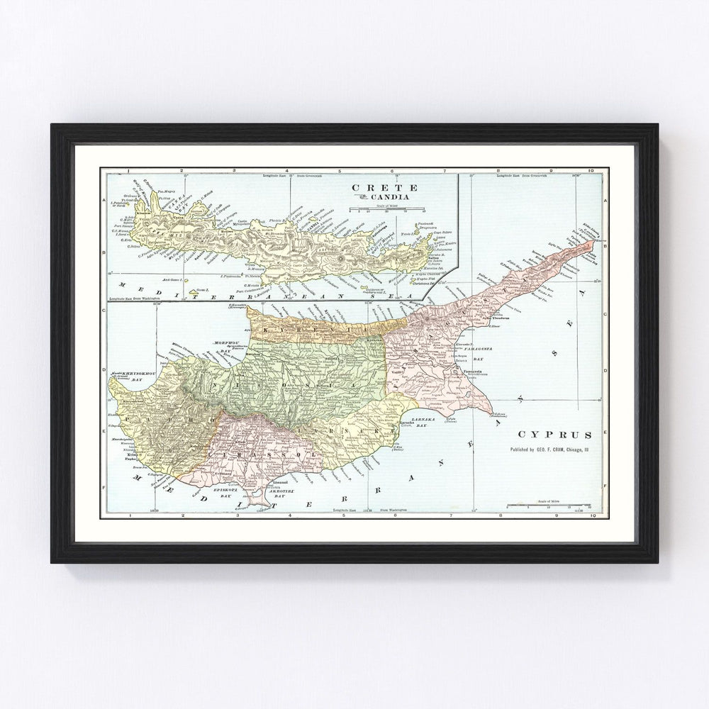 Cyprus Vintage Map 1901