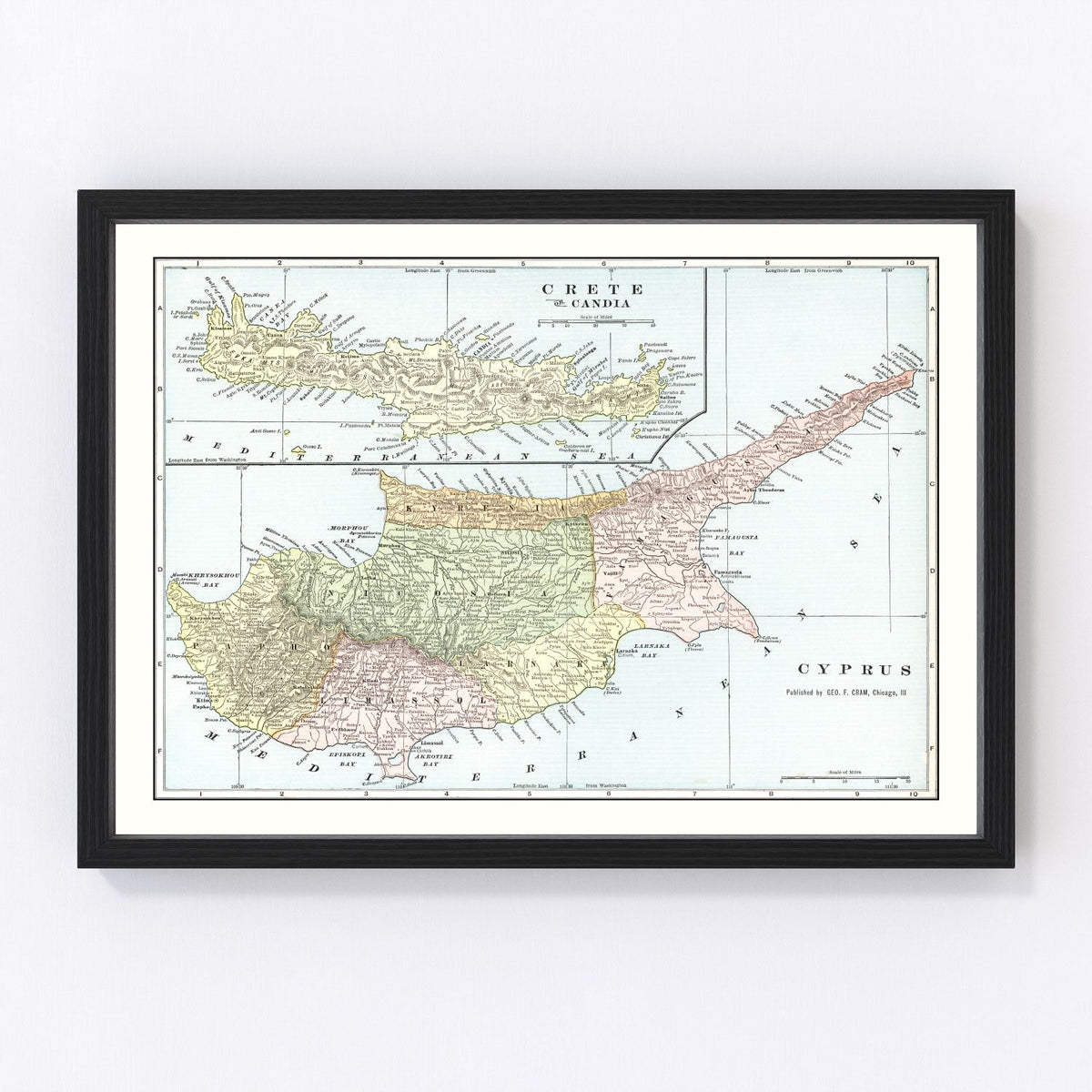 Cyprus Vintage Map 1901