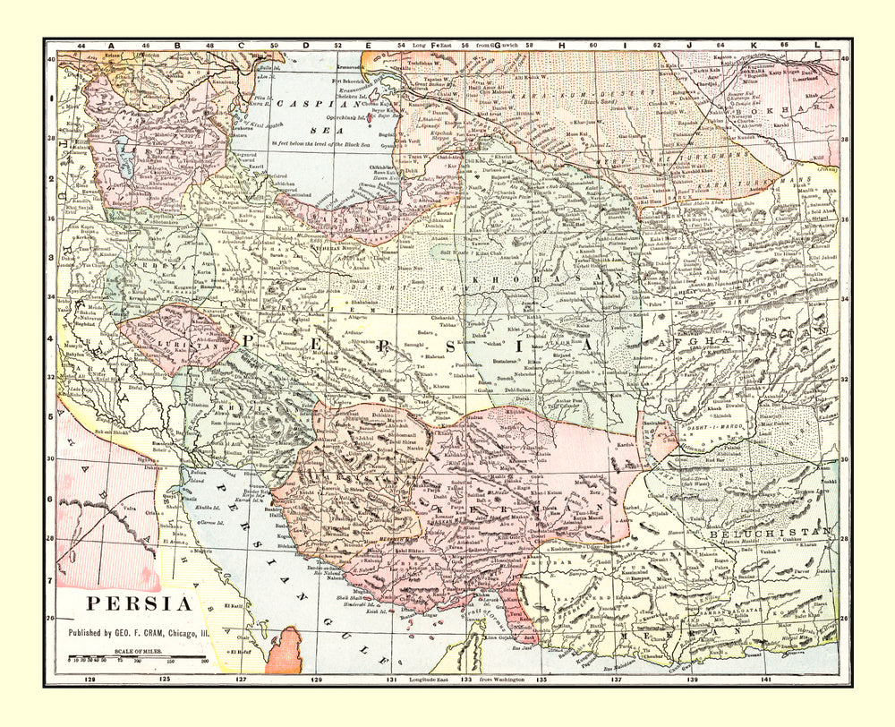 Vintage Map of Persia 1901 print style example