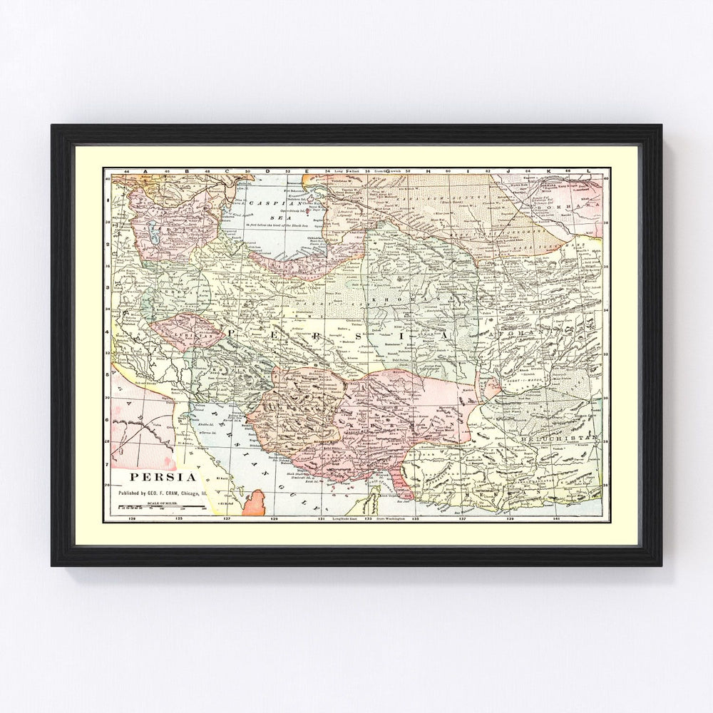 Iran, Iraq Vintage Map 1901