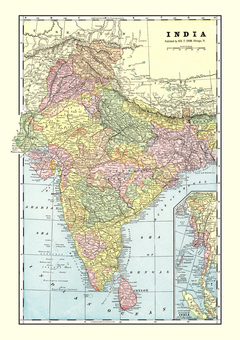 Size comparison using Vintage Map of India 1901