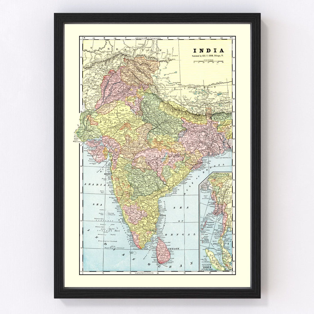 India Vintage Map 1901