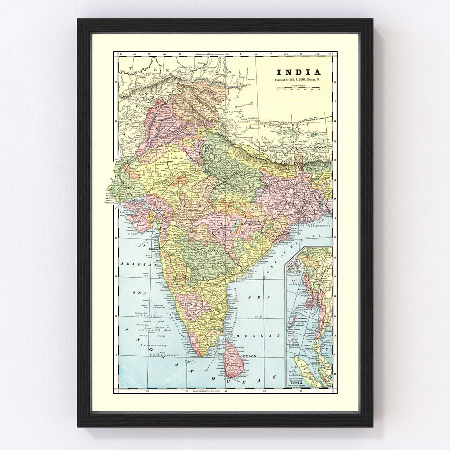 Vintage Map of India 1901