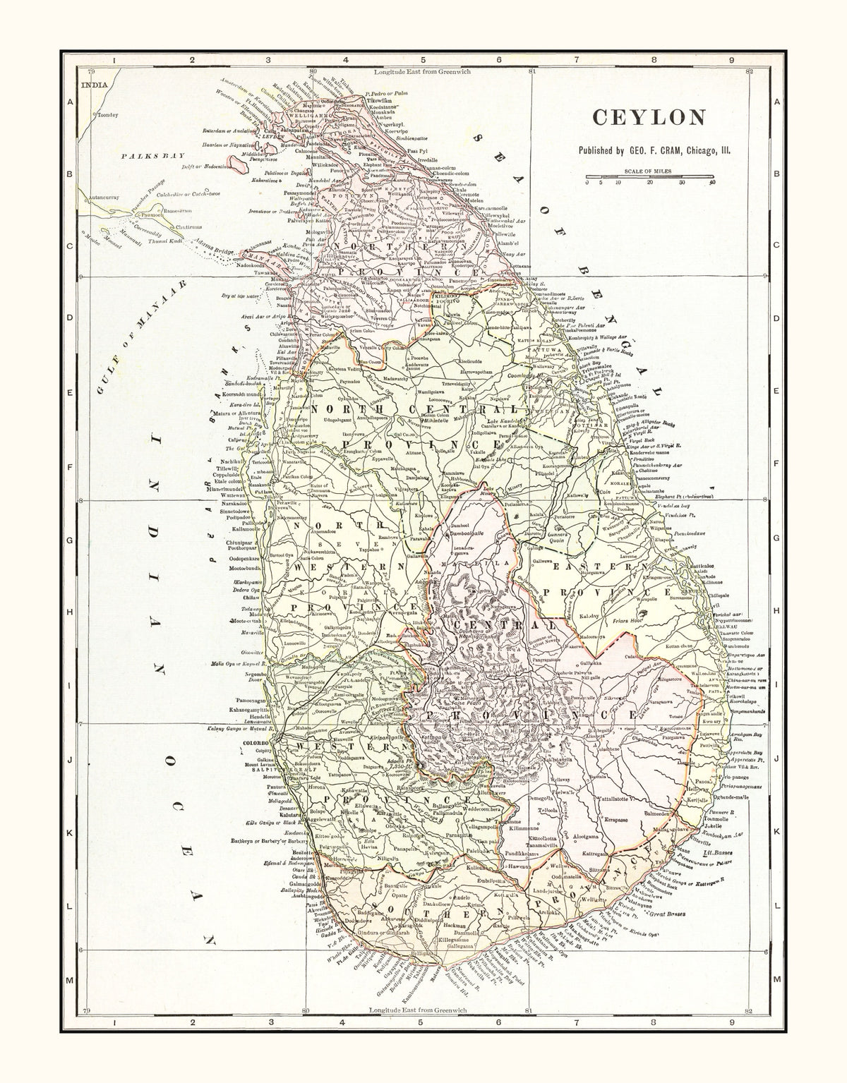 Preview of Vintage Map of Ceylon (Sri Lanka) 1901