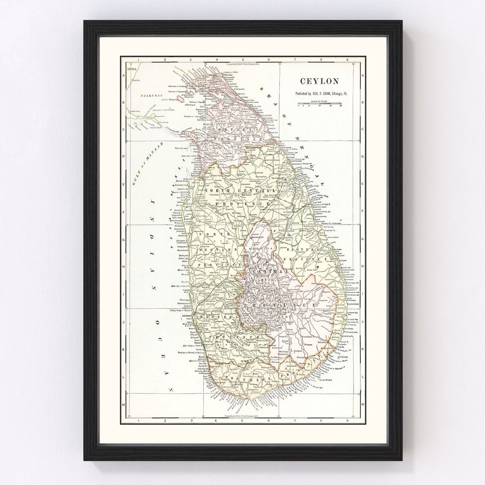 Sri Lanka Vintage Map 1901