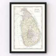 Sri Lanka Vintage Map 1901