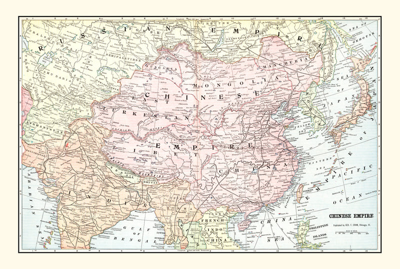 Size comparison using Vintage Map of China 1901