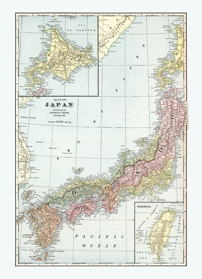 Size comparison using Vintage Map of Japan 1901