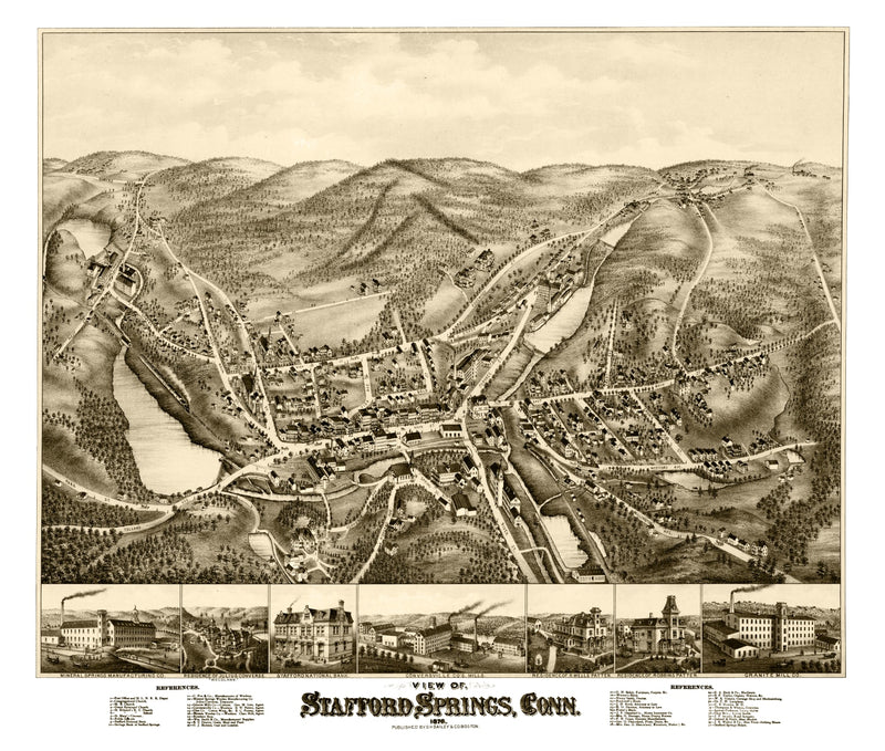 Size comparison using Vintage Map of Stafford Springs, Connecticut 1878