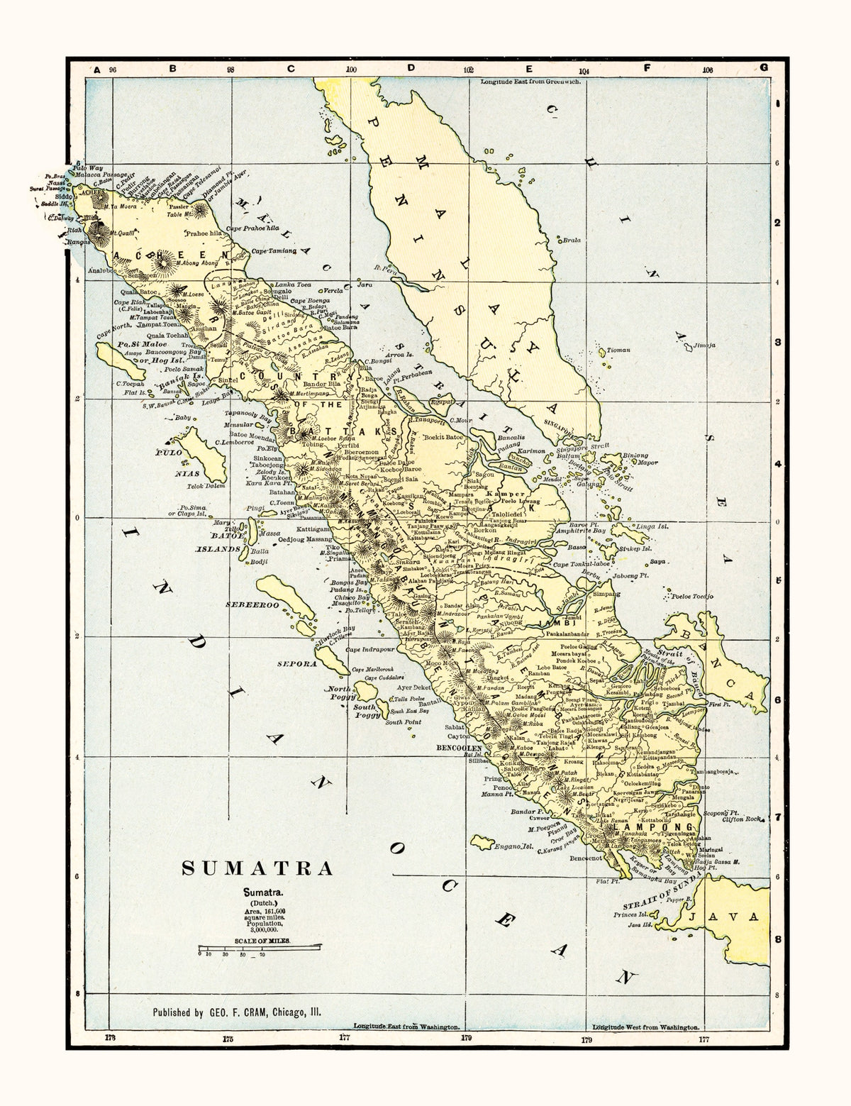 Preview of Vintage Map of Sumatra, Indonesia 1901