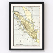 Sumatra, Indonesia Vintage Map 1901