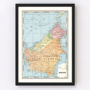 East Indies, Borneo Vintage Map 1901