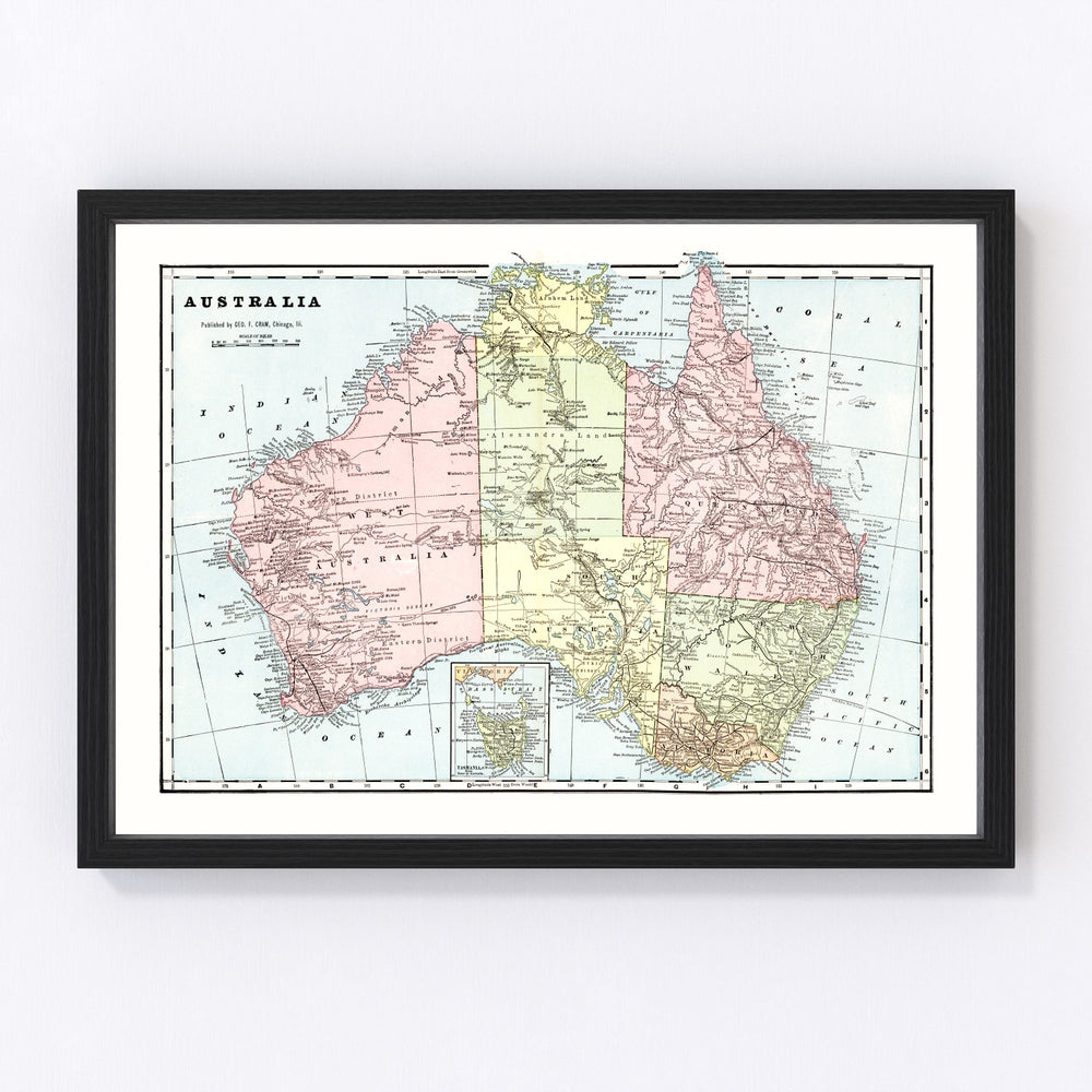 Australia Vintage Map 1901
