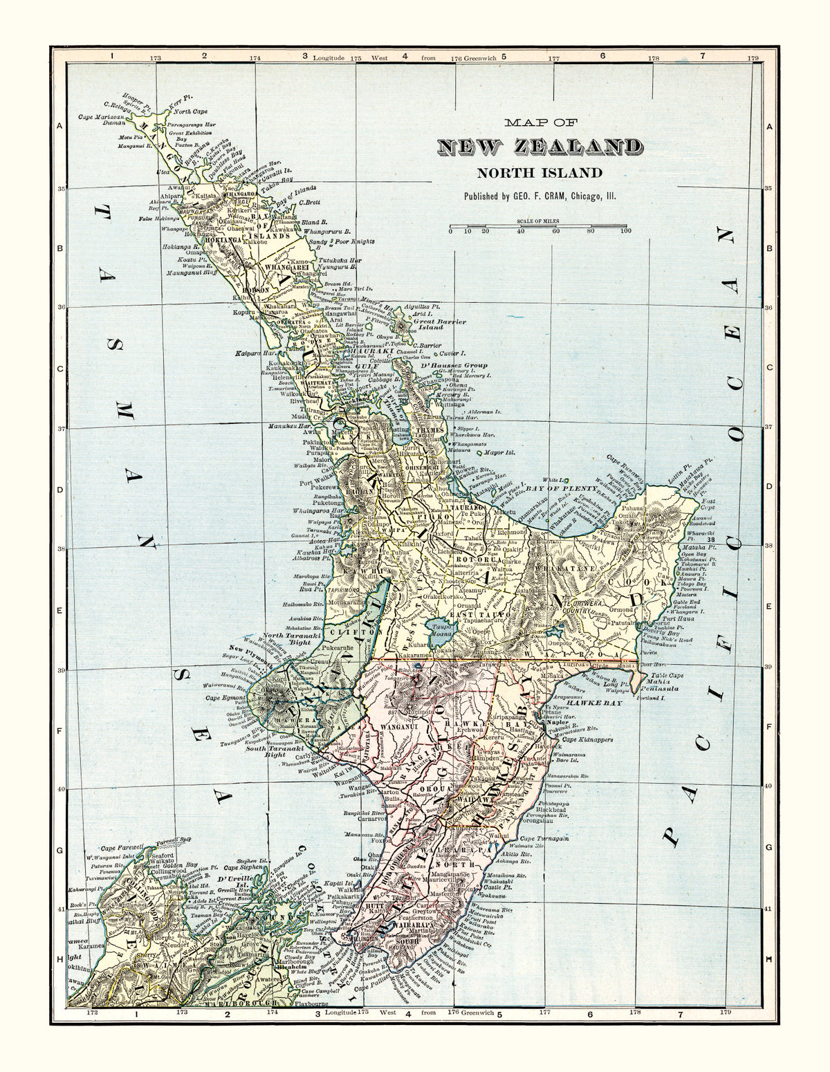Preview of Vintage Map of New Zealand (North Island) 1901
