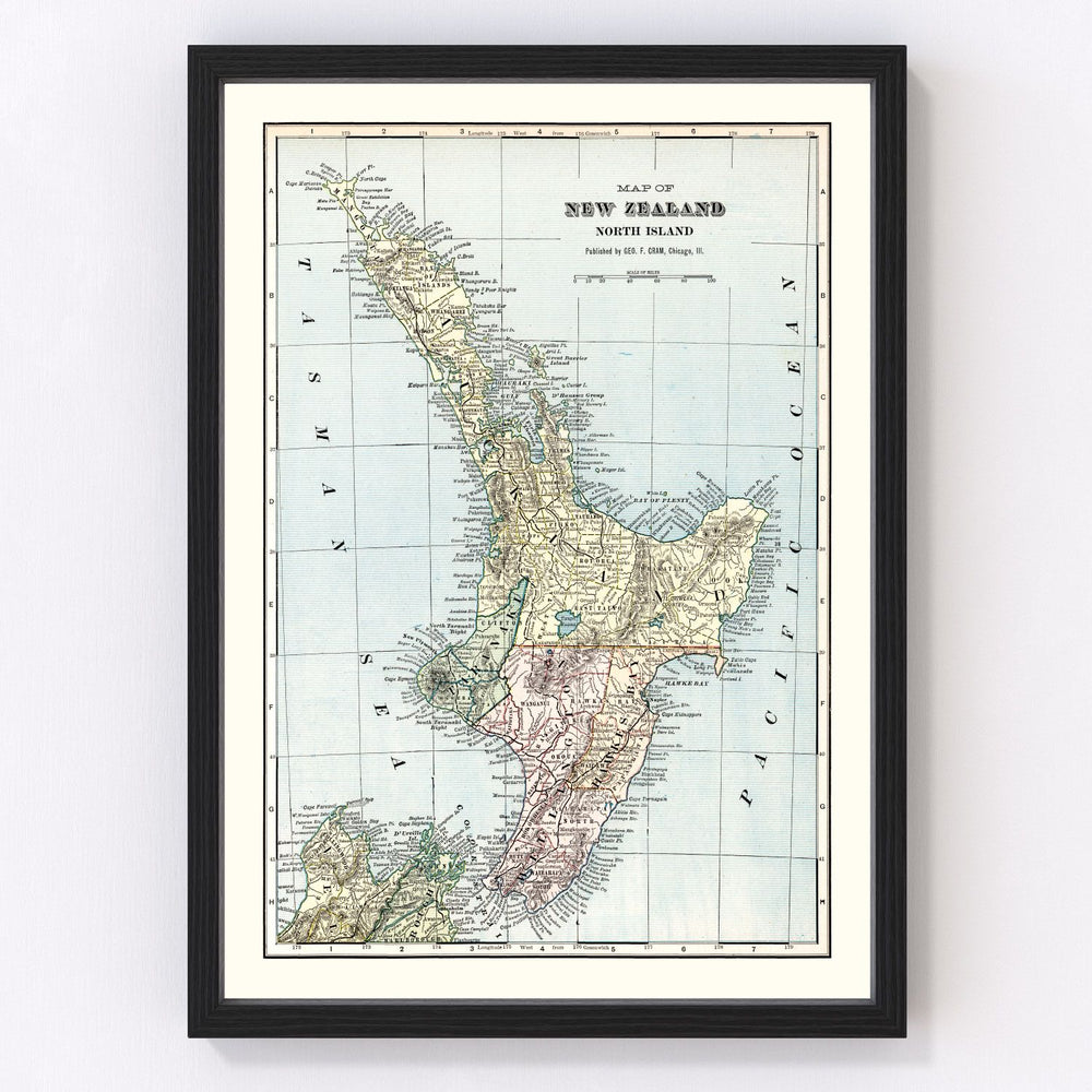 New Zealand Vintage Map 1901