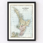 New Zealand Vintage Map 1901