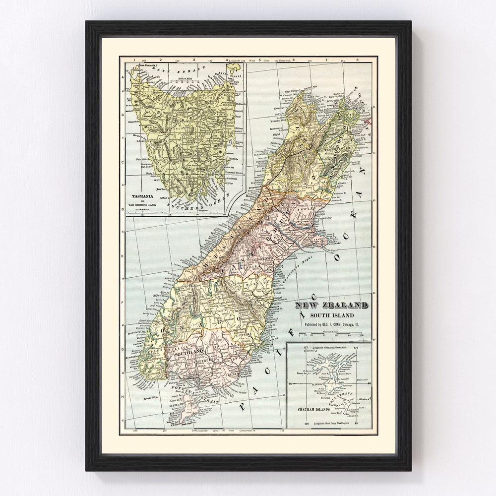 New Zealand Vintage Map 1901