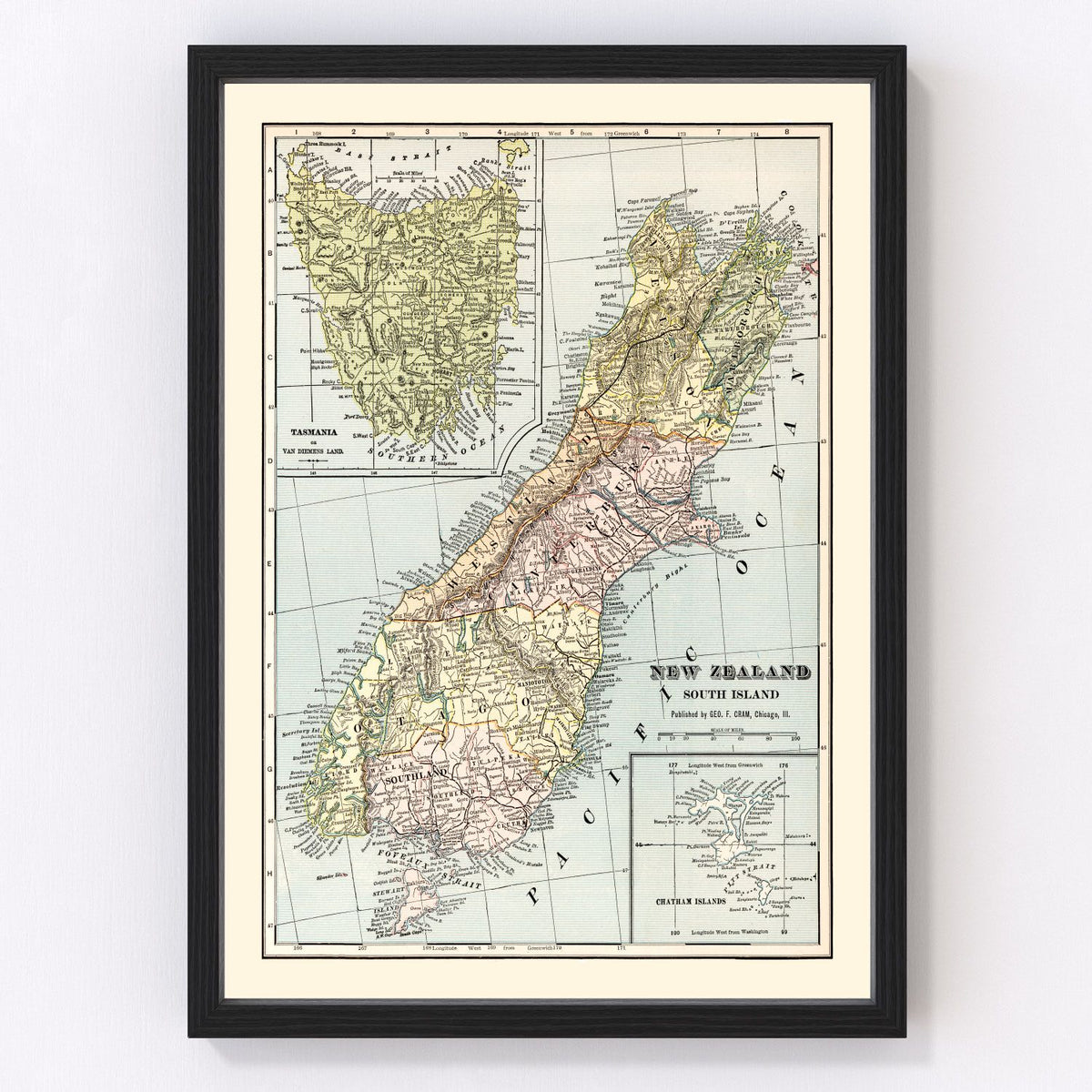 New Zealand Vintage Map 1901