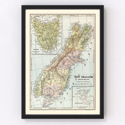 New Zealand Vintage Map 1901