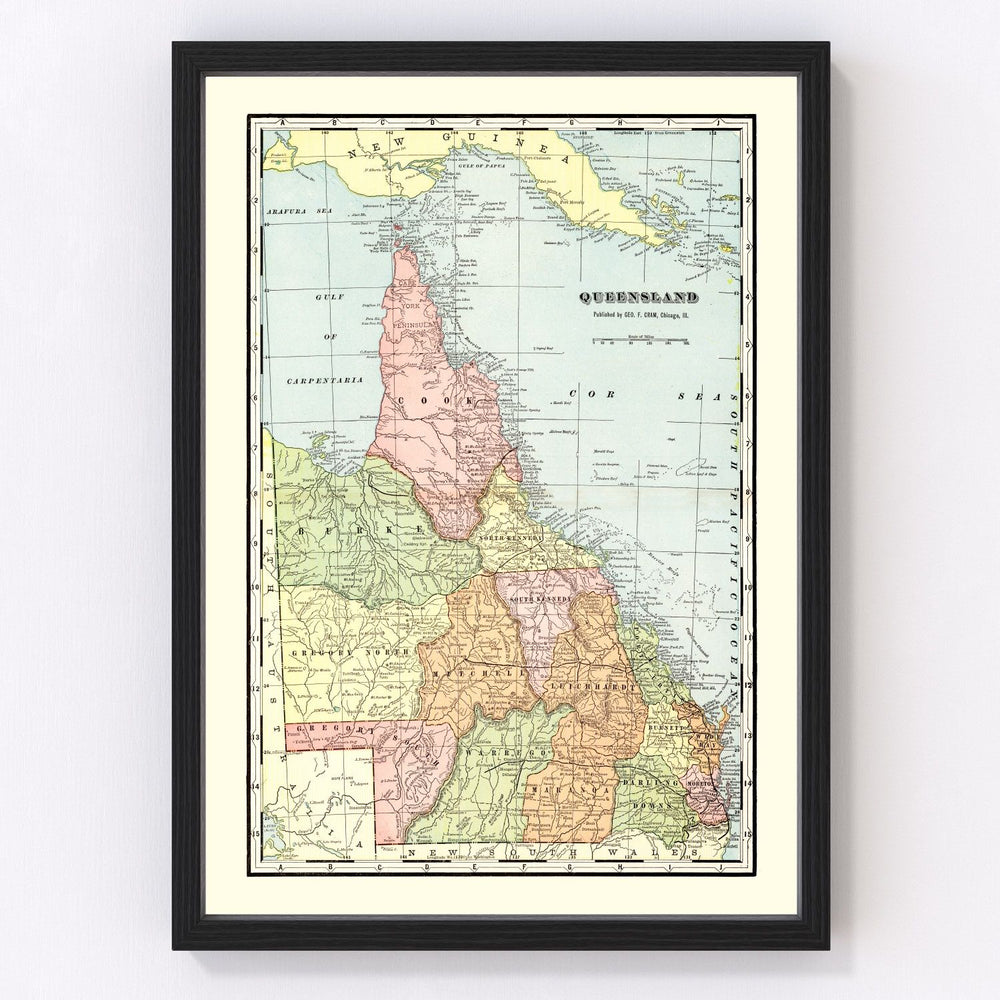 Australia Vintage Map 1901