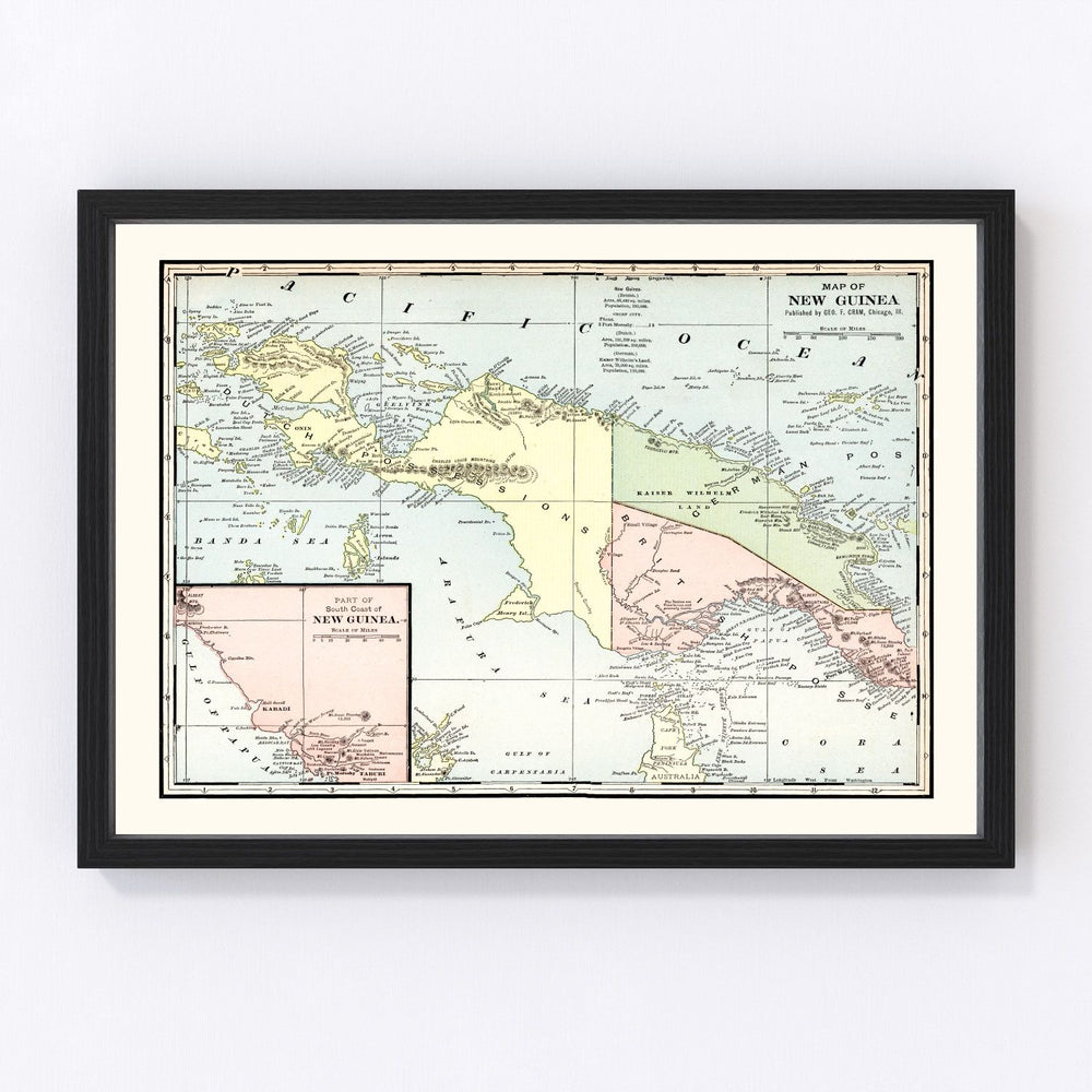 New Guinea Vintage Map 1901