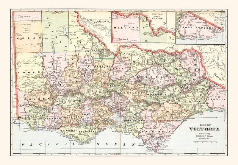 Size comparison using Vintage Map of Victoria, Australia 1901