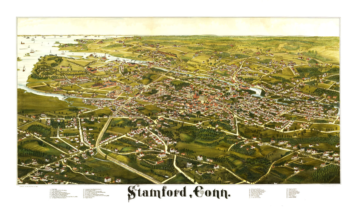Preview of Vintage Map of Stamford, Connecticut 1883