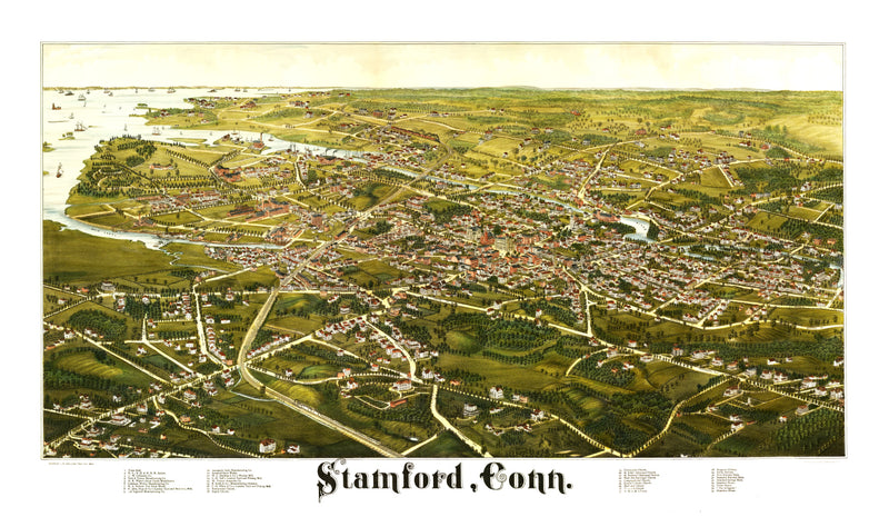 Size comparison using Vintage Map of Stamford, Connecticut 1883