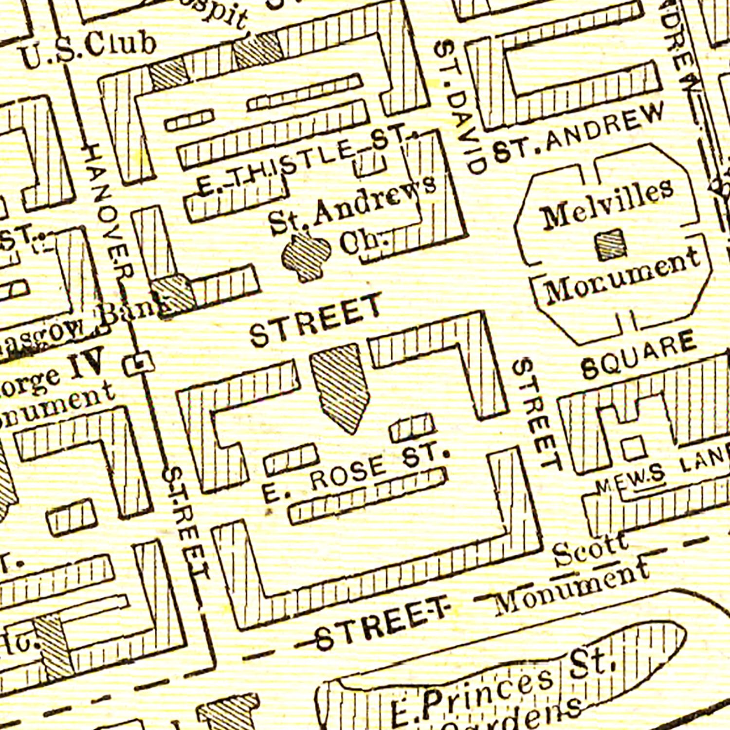 Restored historic details from the 1901 city map of Edinburgh