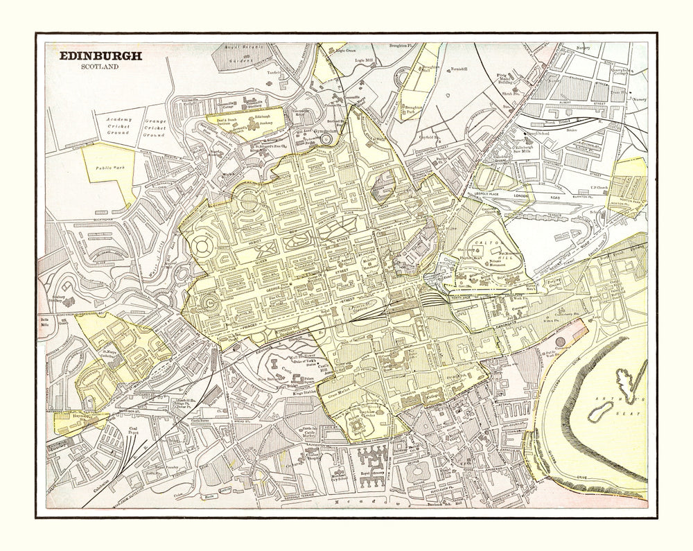 Vintage Map of Edinburgh, Scotland 1901 print style example
