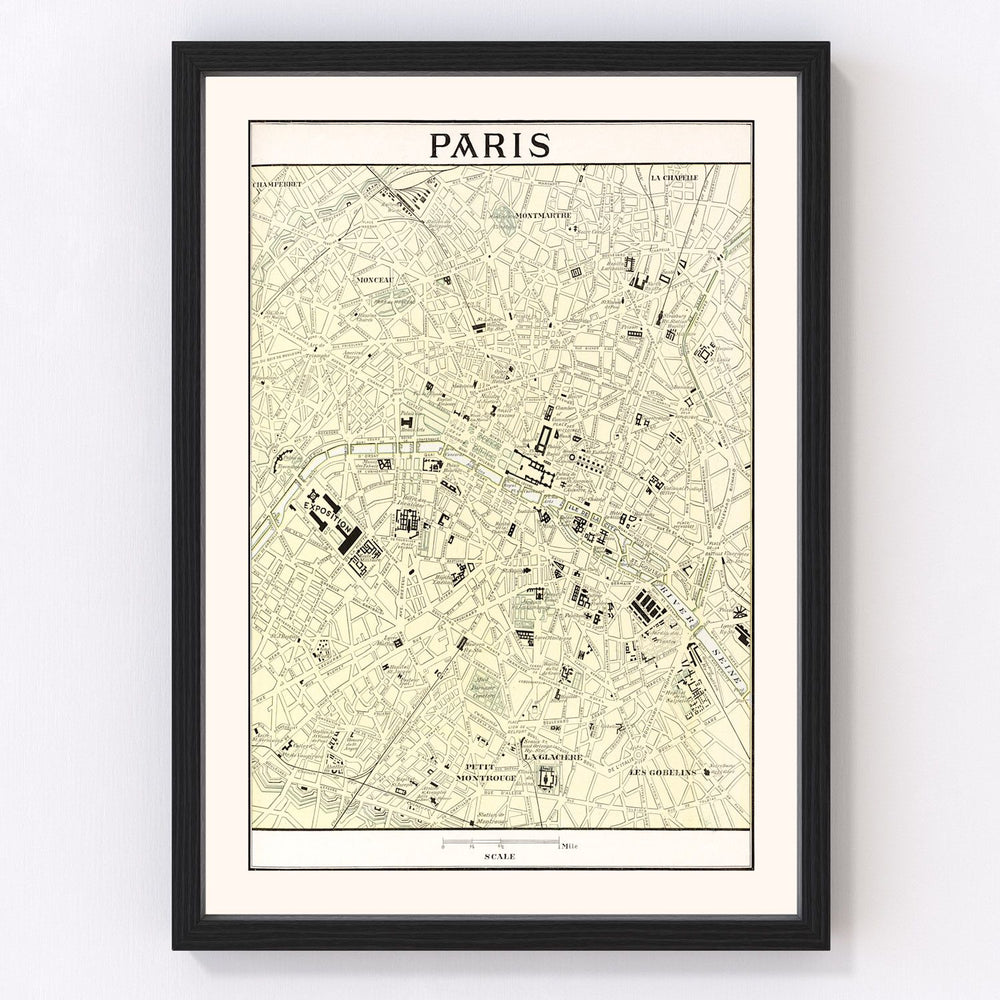 Paris Vintage Map 1901