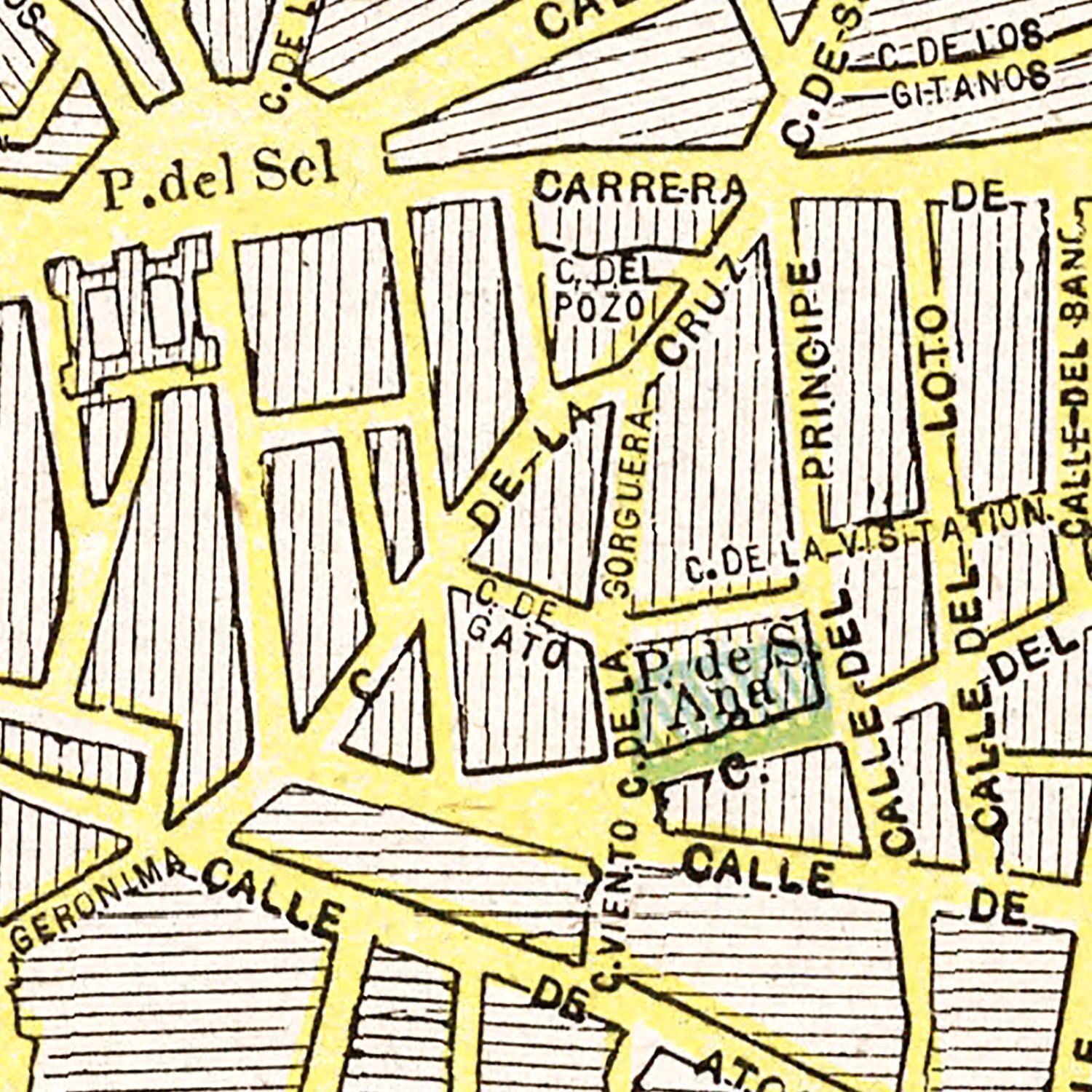 Restored historic details from the 1901 city map of Madrid