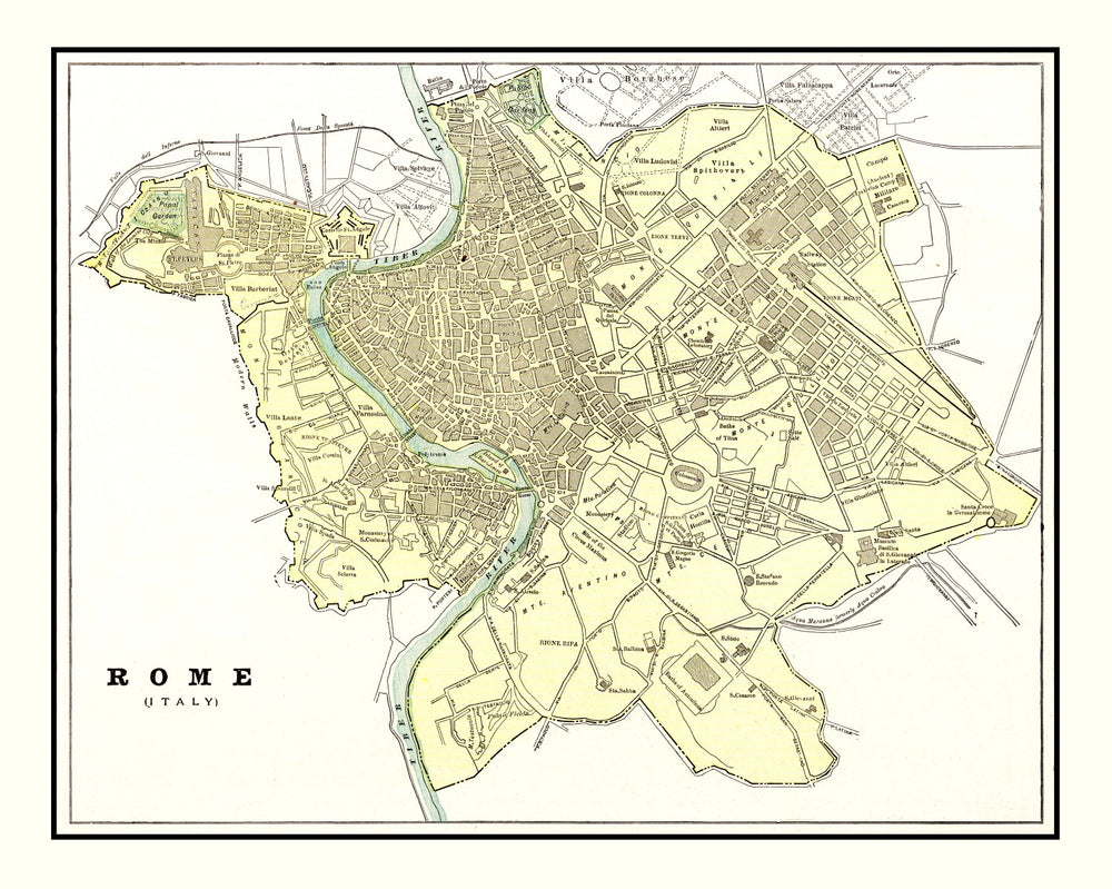 Vintage Map of Rome, Italy 1901 print style example