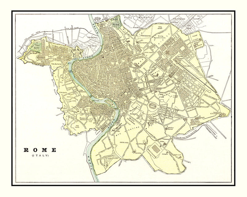 Size comparison using Vintage Map of Rome, Italy 1901
