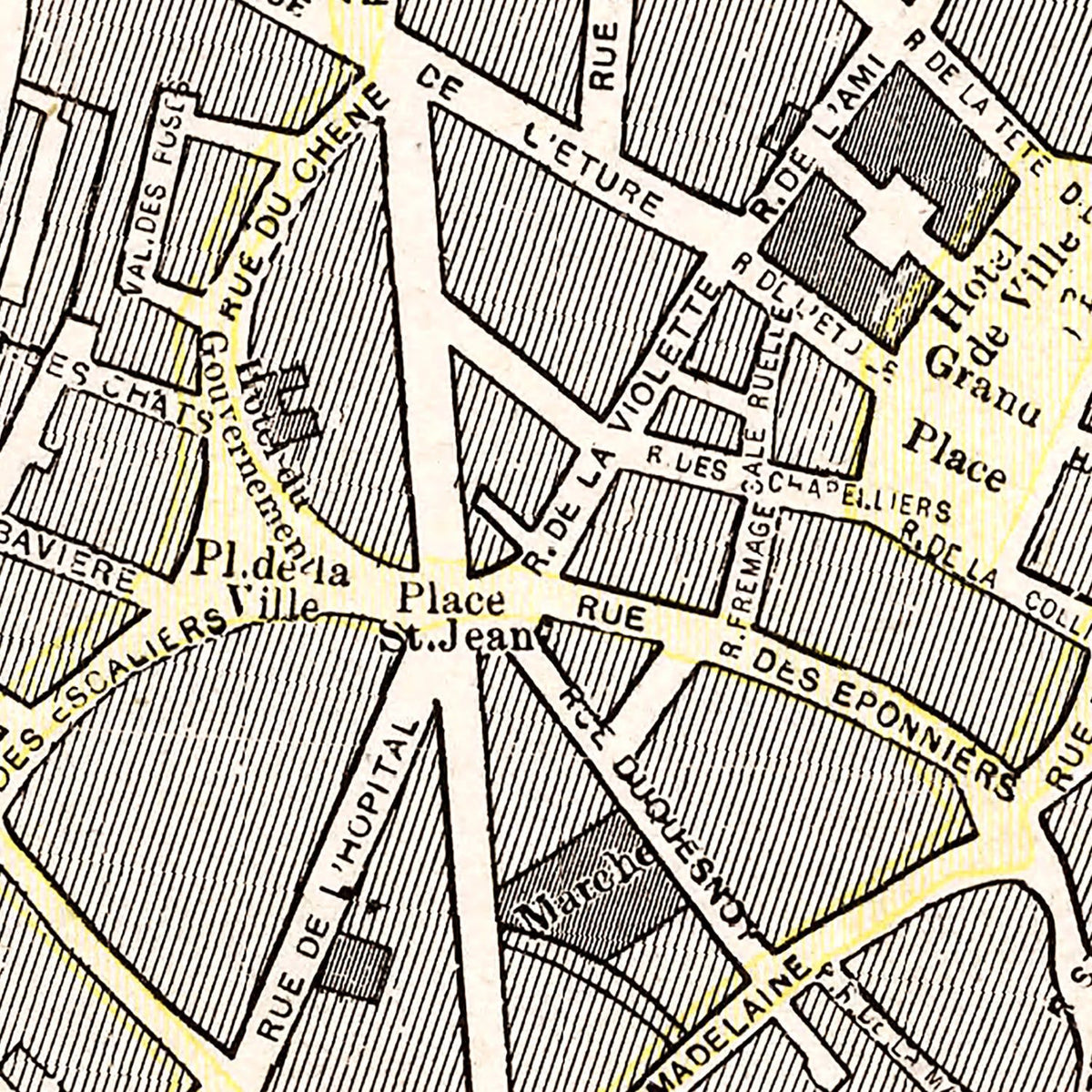 Restored historic details from the 1901 city map of Brussels
