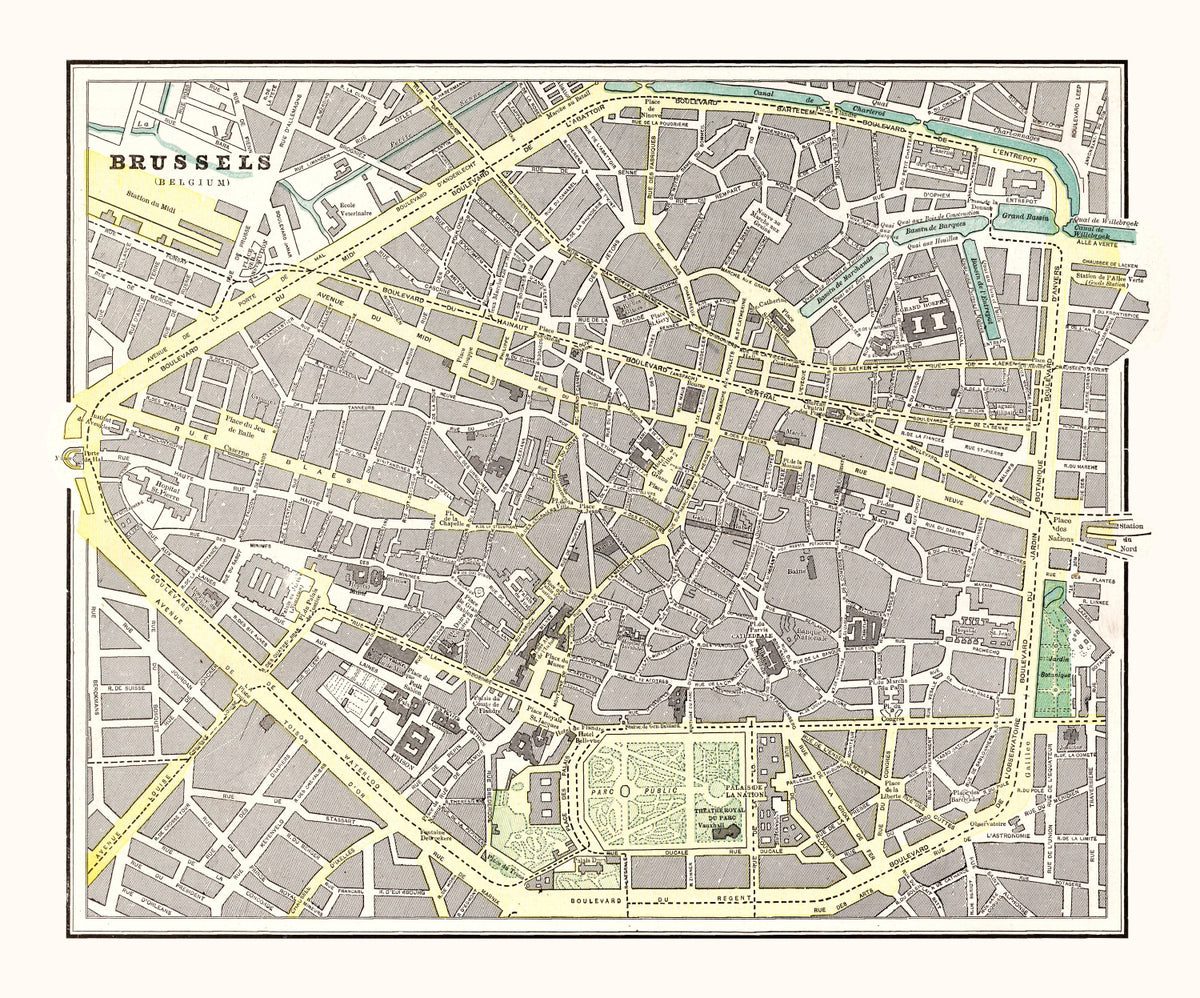 Preview of Vintage Map of Brussels, Belgium 1901