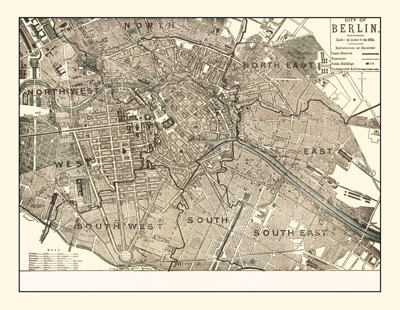 Size comparison using Vintage Map of Berlin, Germany 1901